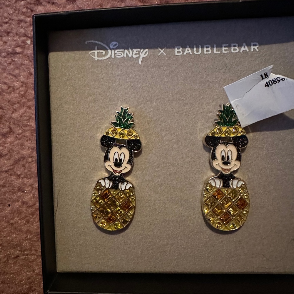 NIB DISNEY BAUBLEBAR MICKEY IN PINEAPPLE EARRINGS